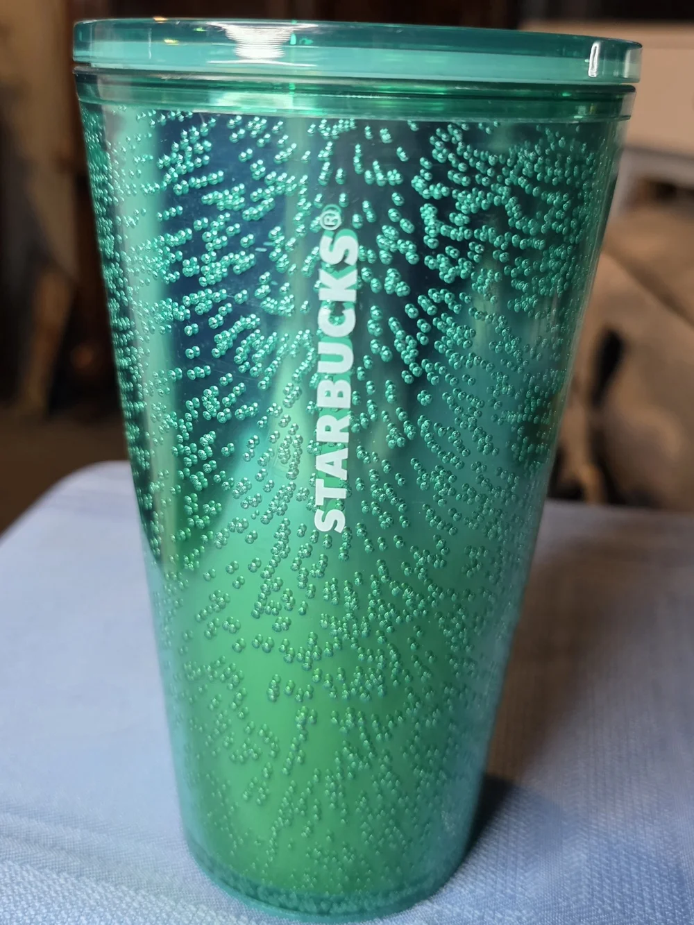 Starbucks 16 oz Teal Jeweled Studded Tumbler Reusable Cold Cup Green Blue